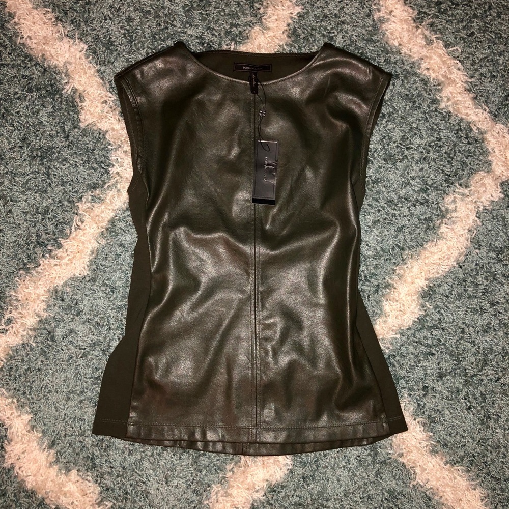 BCBG faux leather “Vera” shirt